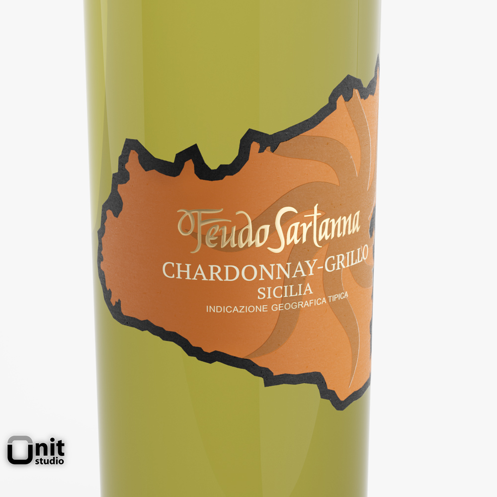 Chardonnay White Wine Bottle 3D model_3