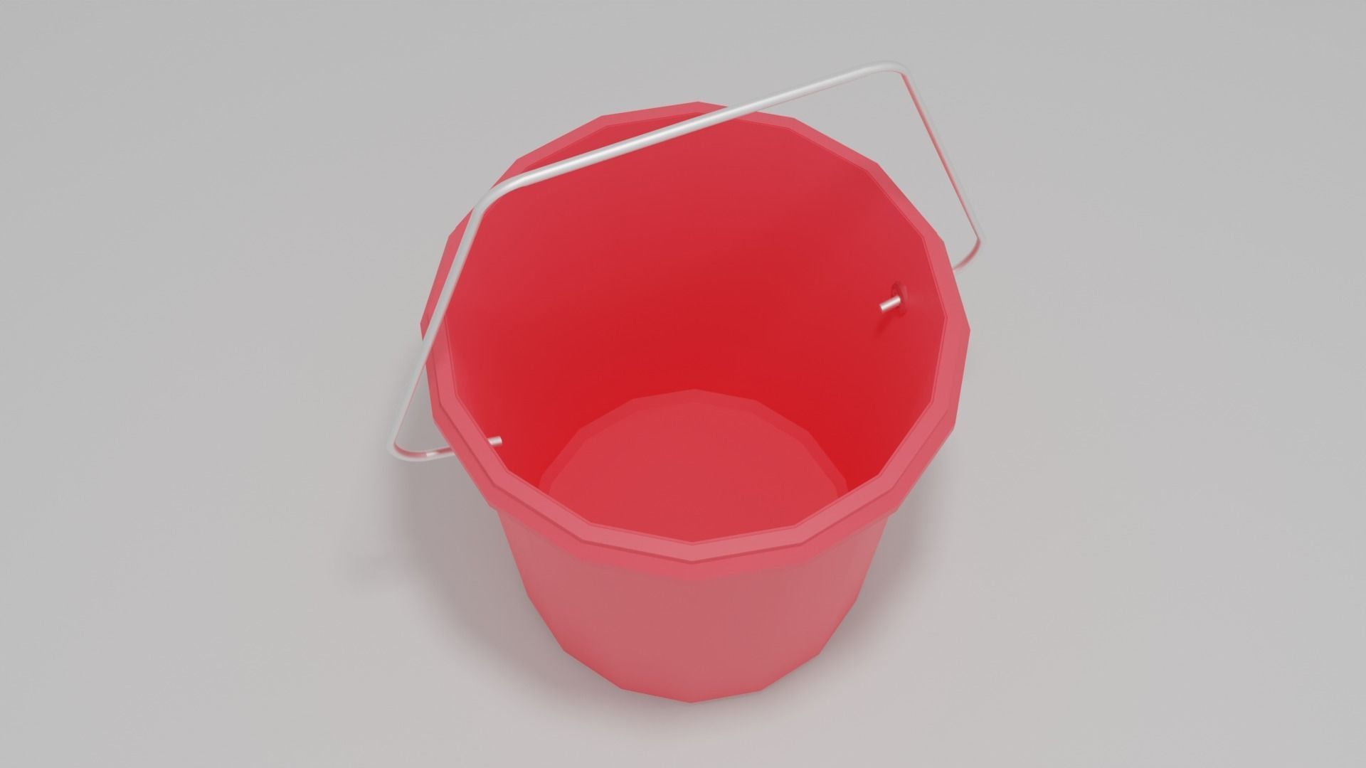 A Red Bucket Low-poly 3D model_2