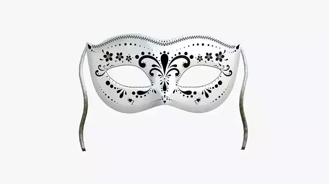 Carnival Mask C09 White Black - Costume Character Design Low-poly 3D model