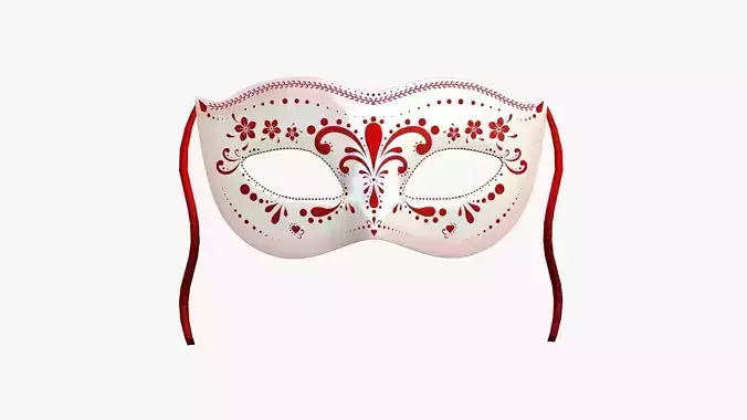 Carnival Mask C11 White Red - Costume Character Design Low-poly 3D model