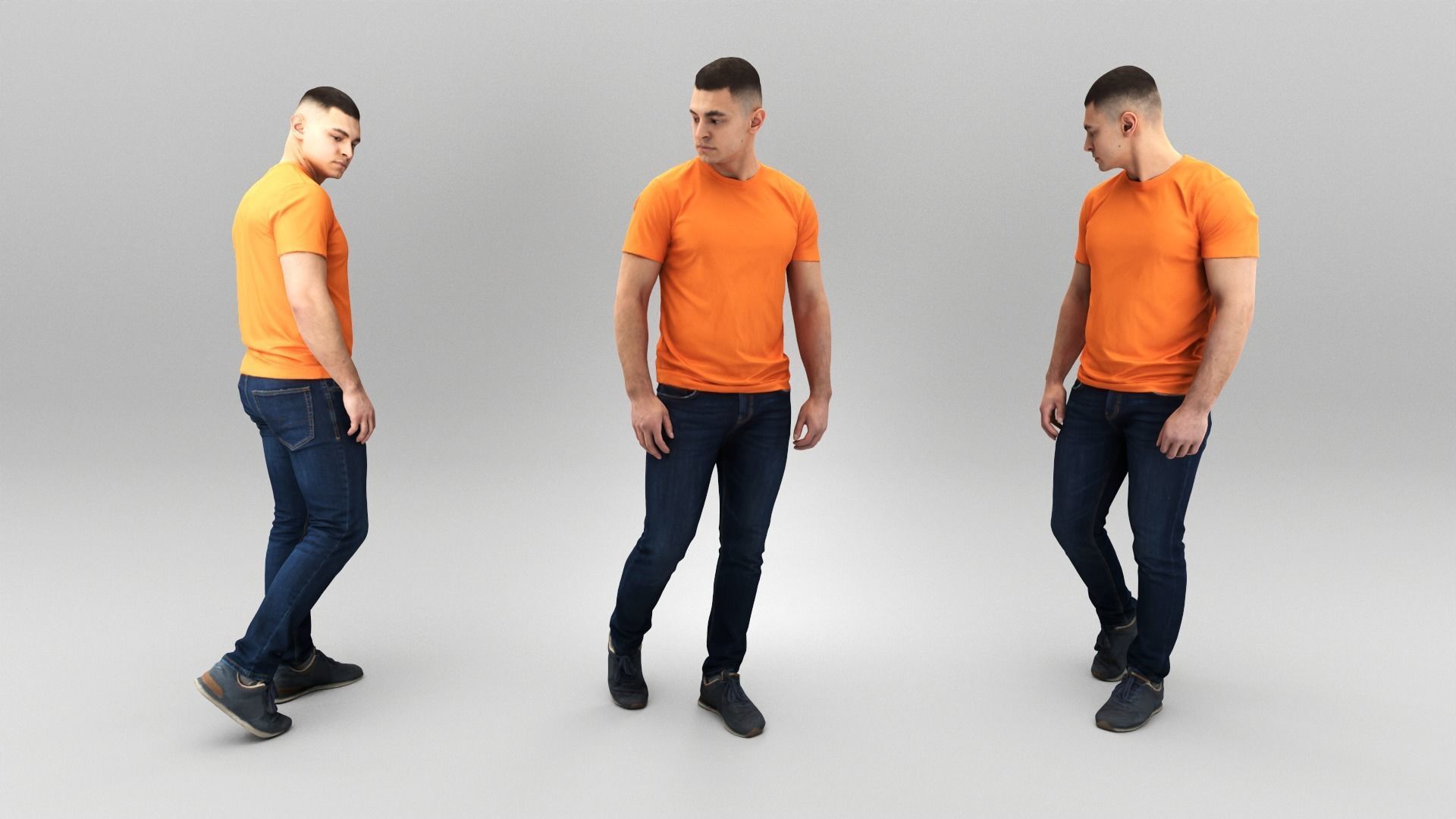 Young man walking 409 Low-poly 3D model_3
