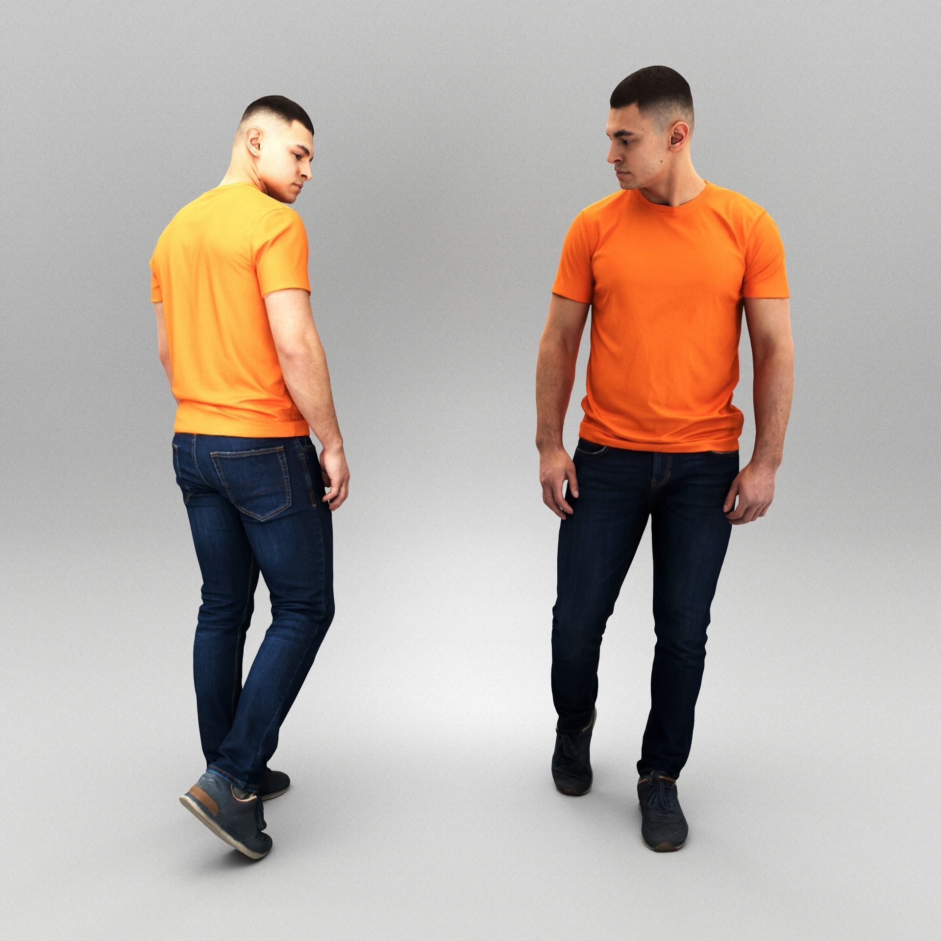 Young man walking 409 Low-poly 3D model_2
