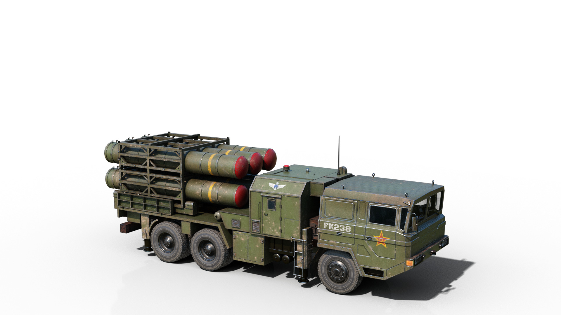 4 coatings of China HQ16 HQ-16 air defense missile Launcher Low-poly 3D model_14