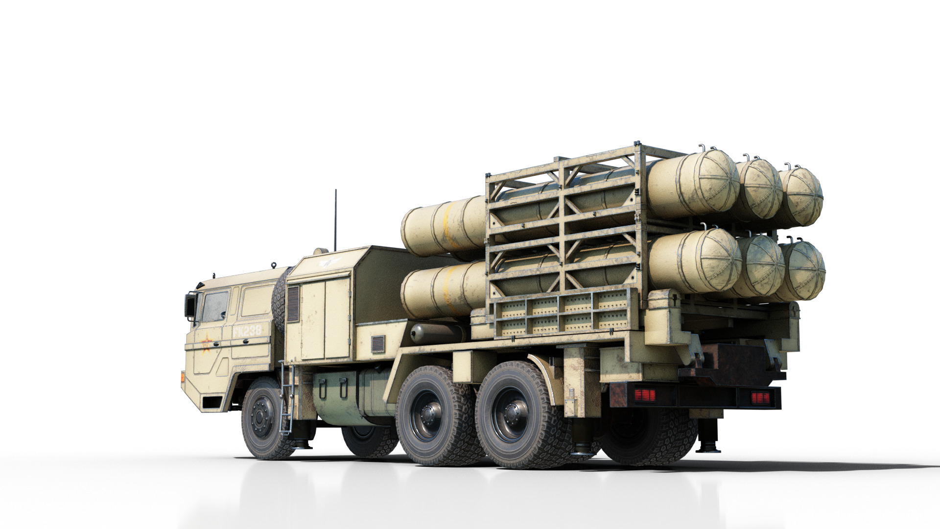 4 coatings of China HQ16 HQ-16 air defense missile Launcher Low-poly 3D model_17