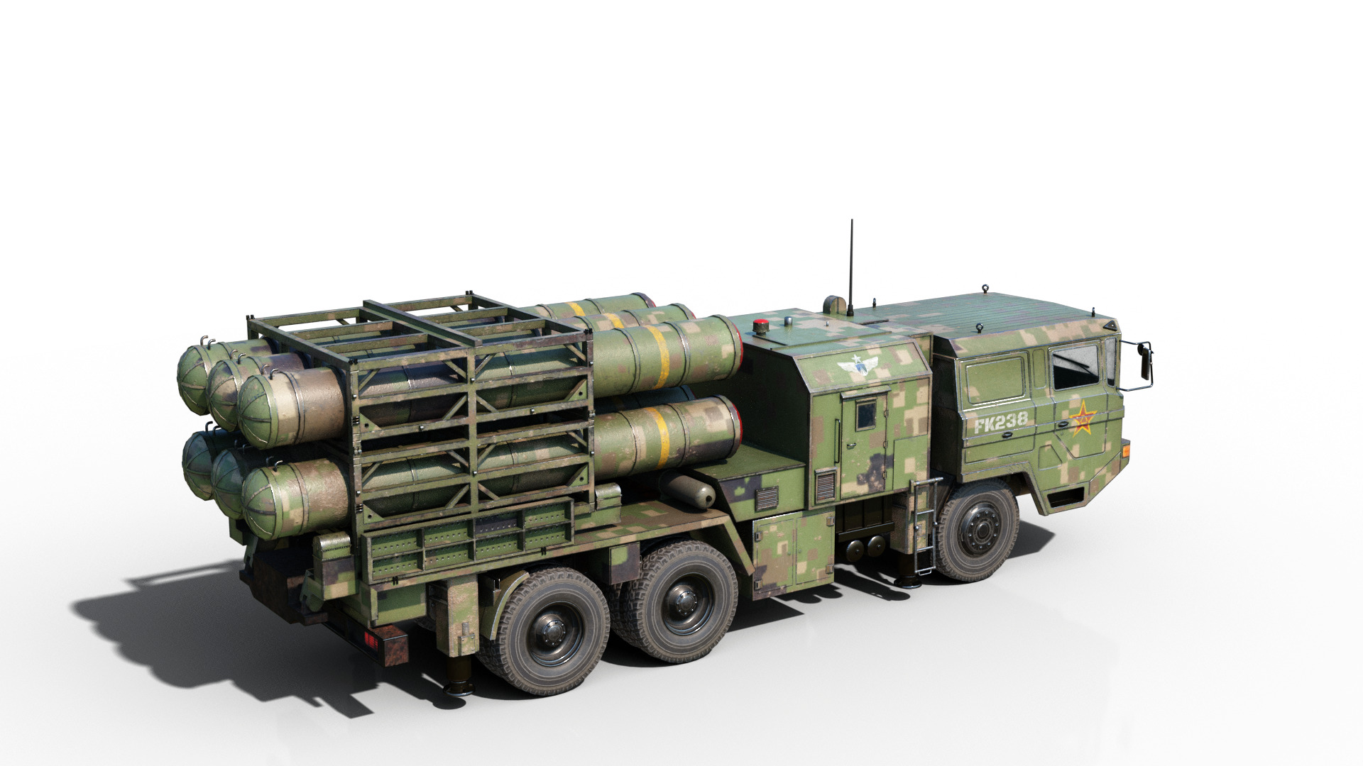 4 coatings of China HQ16 HQ-16 air defense missile Launcher Low-poly 3D model_3