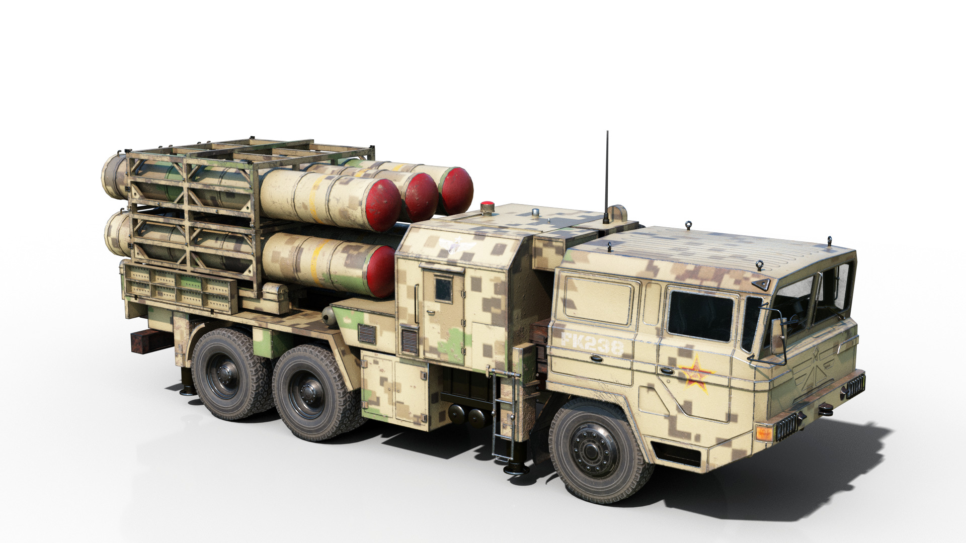 4 coatings of China HQ16 HQ-16 air defense missile Launcher Low-poly 3D model_7