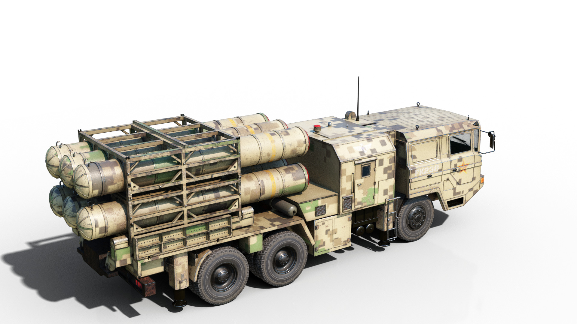 4 coatings of China HQ16 HQ-16 air defense missile Launcher Low-poly 3D model_8