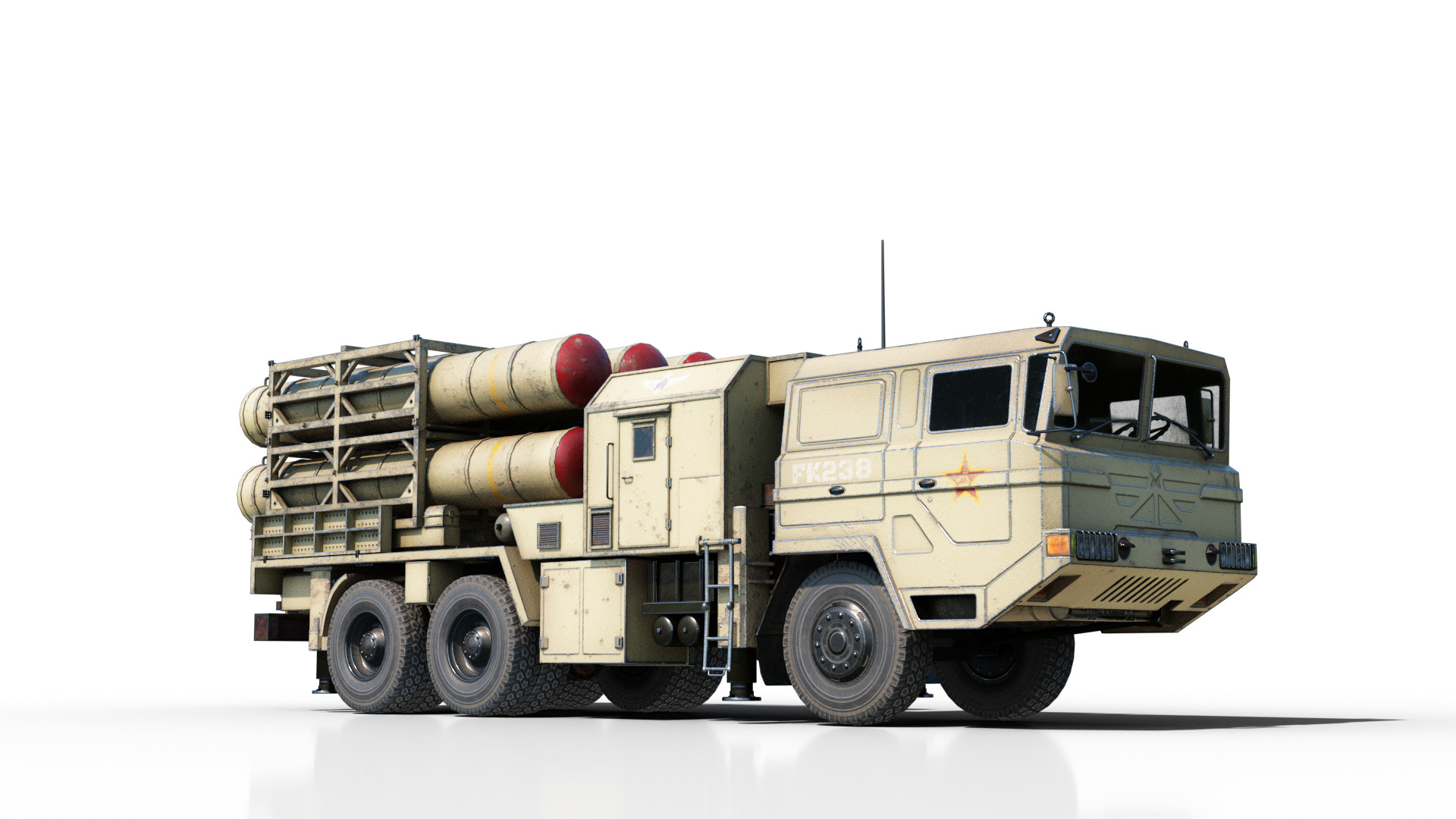 4 coatings of China HQ16 HQ-16 air defense missile Launcher Low-poly 3D model_16