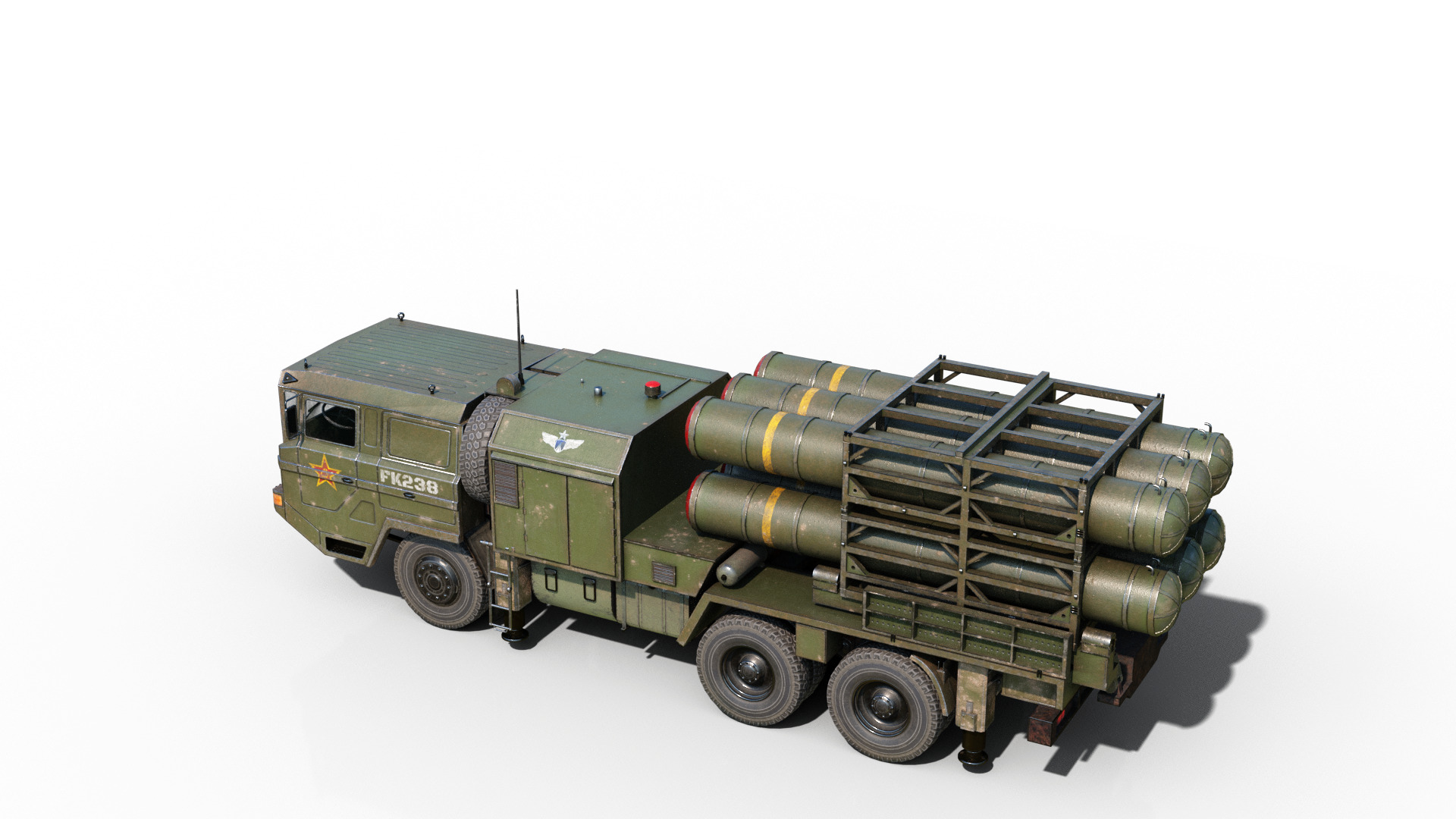 4 coatings of China HQ16 HQ-16 air defense missile Launcher Low-poly 3D model_11
