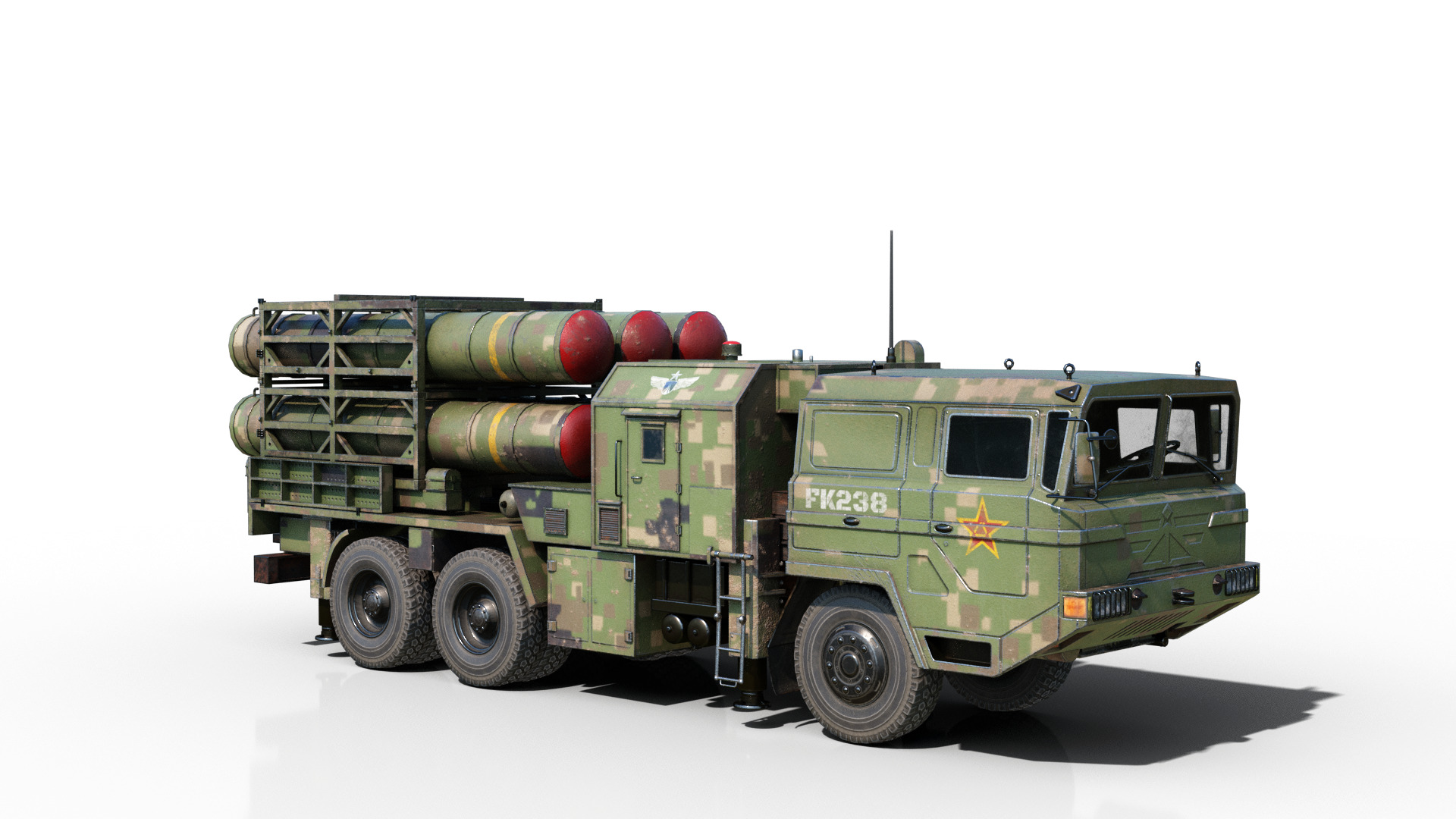 4 coatings of China HQ16 HQ-16 air defense missile Launcher Low-poly 3D model_4