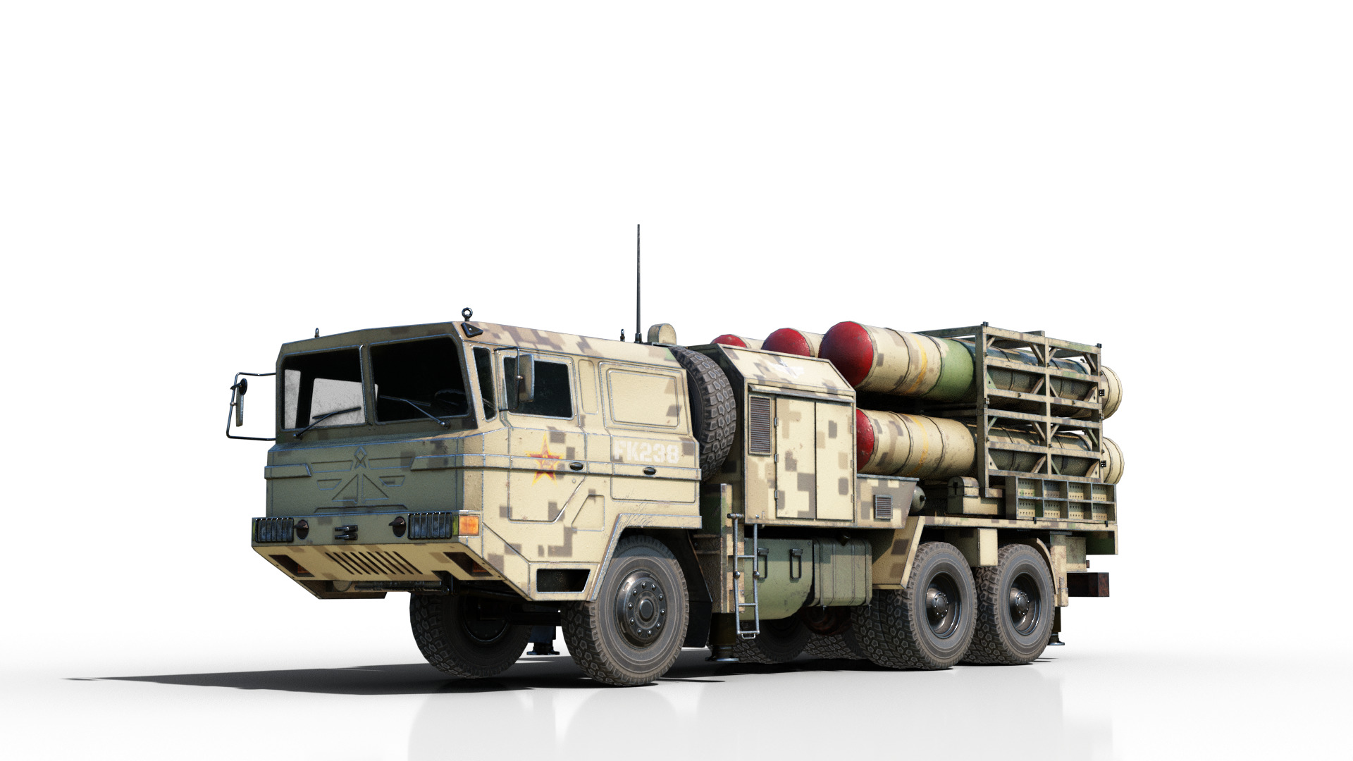 4 coatings of China HQ16 HQ-16 air defense missile Launcher Low-poly 3D model_9