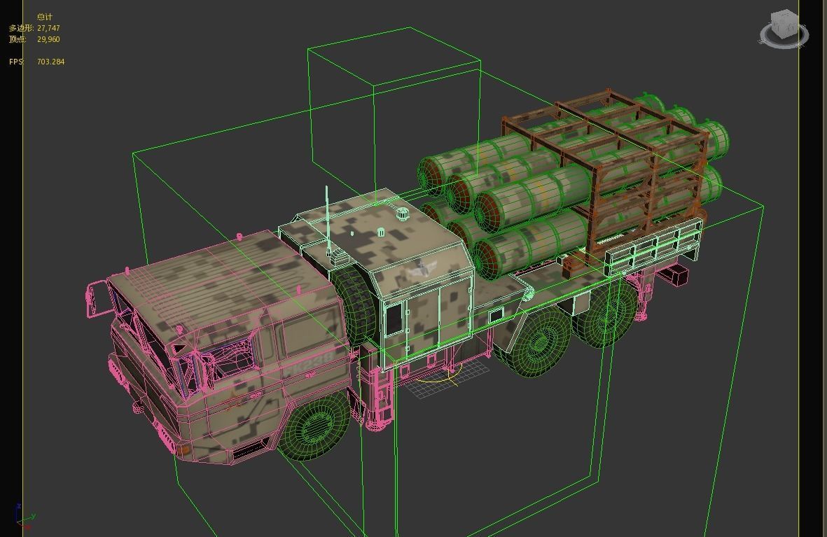 4 coatings of China HQ16 HQ-16 air defense missile Launcher Low-poly 3D model_19