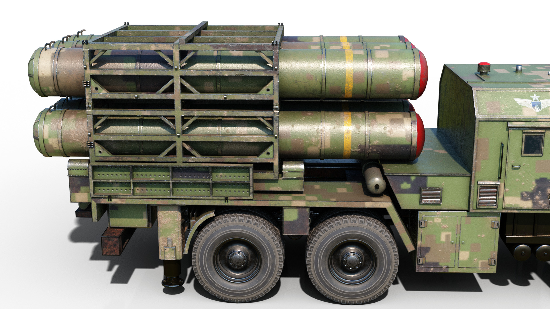 4 coatings of China HQ16 HQ-16 air defense missile Launcher Low-poly 3D model_6