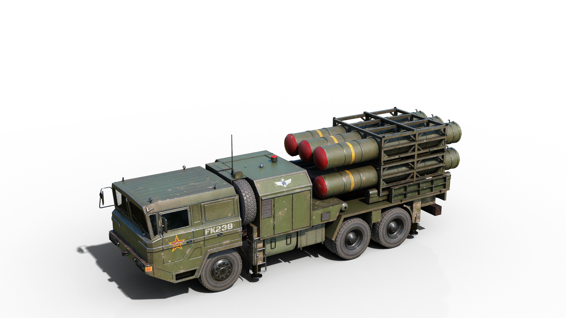 4 coatings of China HQ16 HQ-16 air defense missile Launcher Low-poly 3D model_12