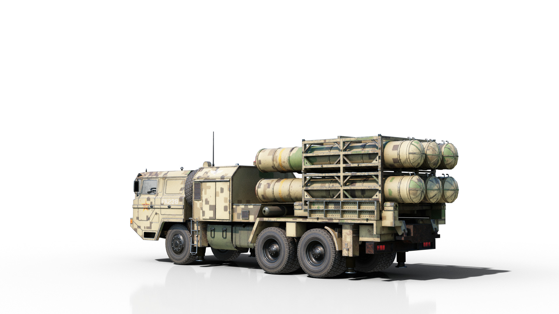 4 coatings of China HQ16 HQ-16 air defense missile Launcher Low-poly 3D model_10