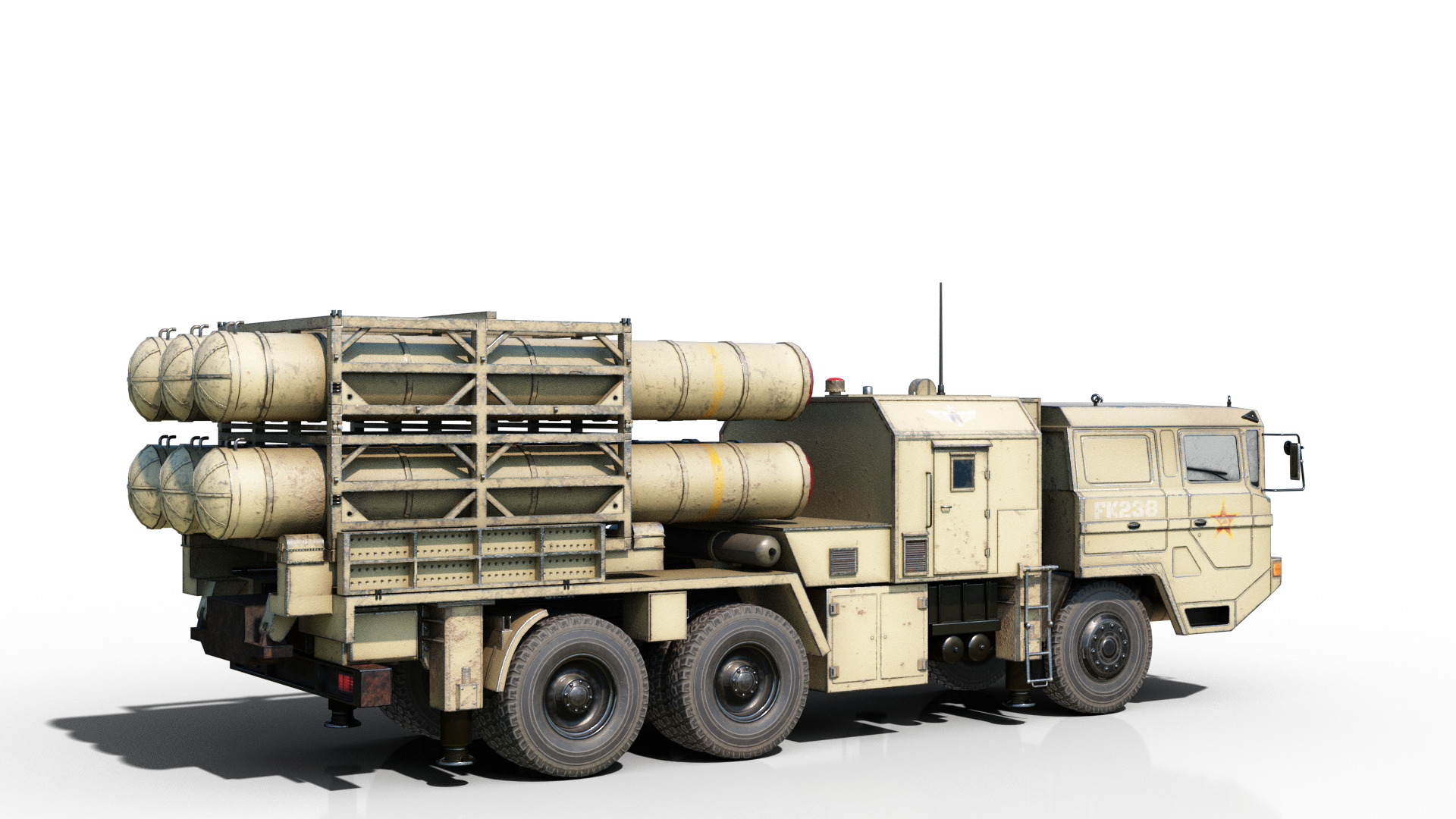 4 coatings of China HQ16 HQ-16 air defense missile Launcher Low-poly 3D model_15