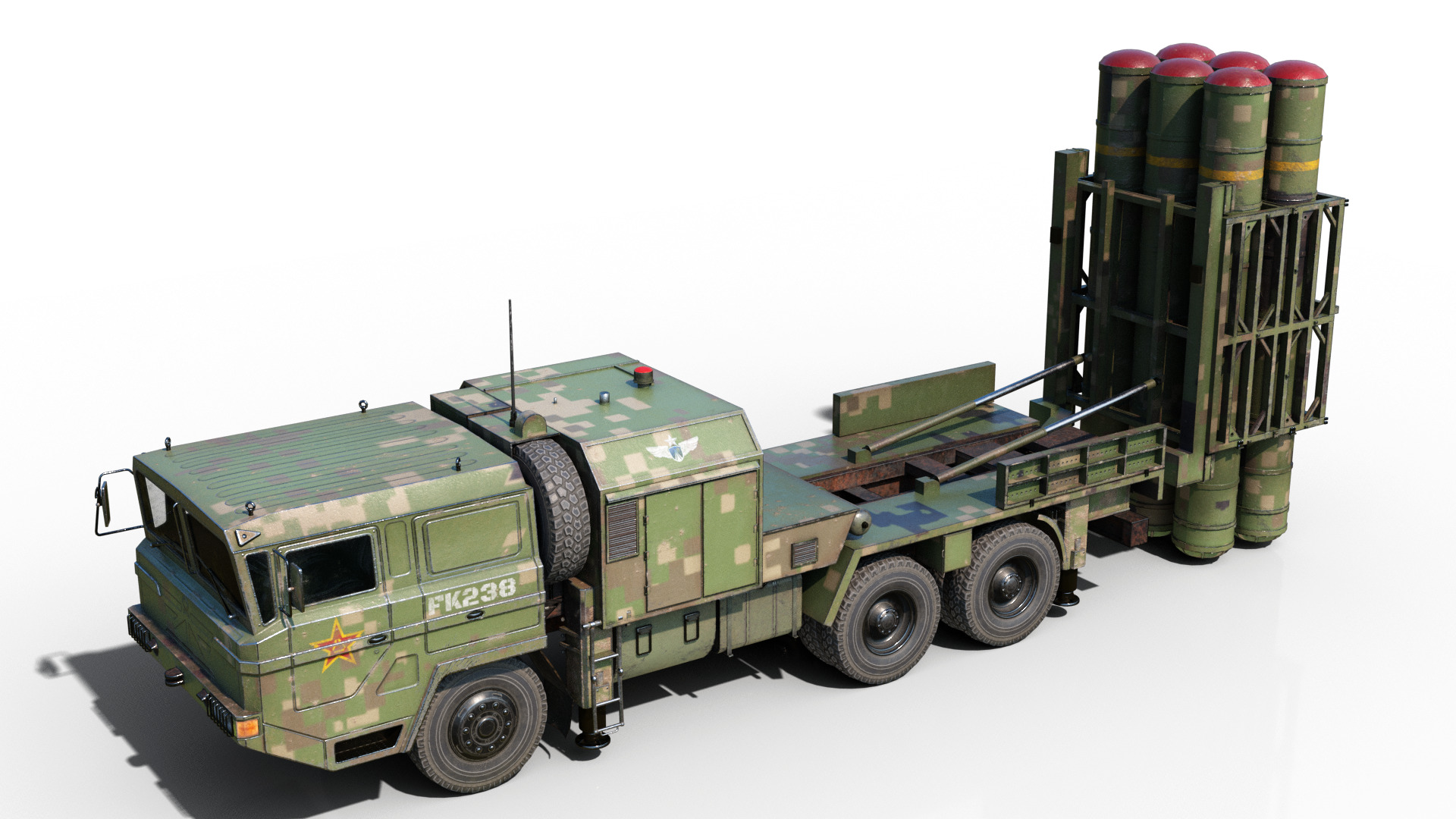 4 coatings of China HQ16 HQ-16 air defense missile Launcher Low-poly 3D model_1