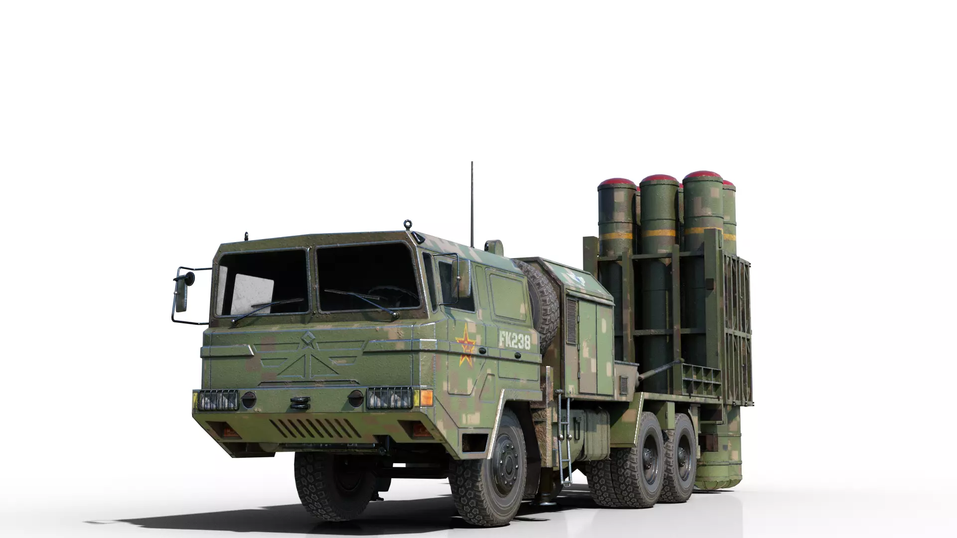 4 coatings of China HQ16 HQ-16 air defense missile Launcher Low-poly 3D model_0