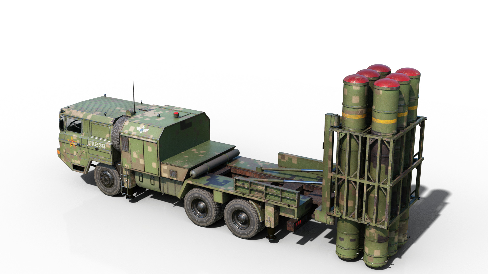 4 coatings of China HQ16 HQ-16 air defense missile Launcher Low-poly 3D model_2
