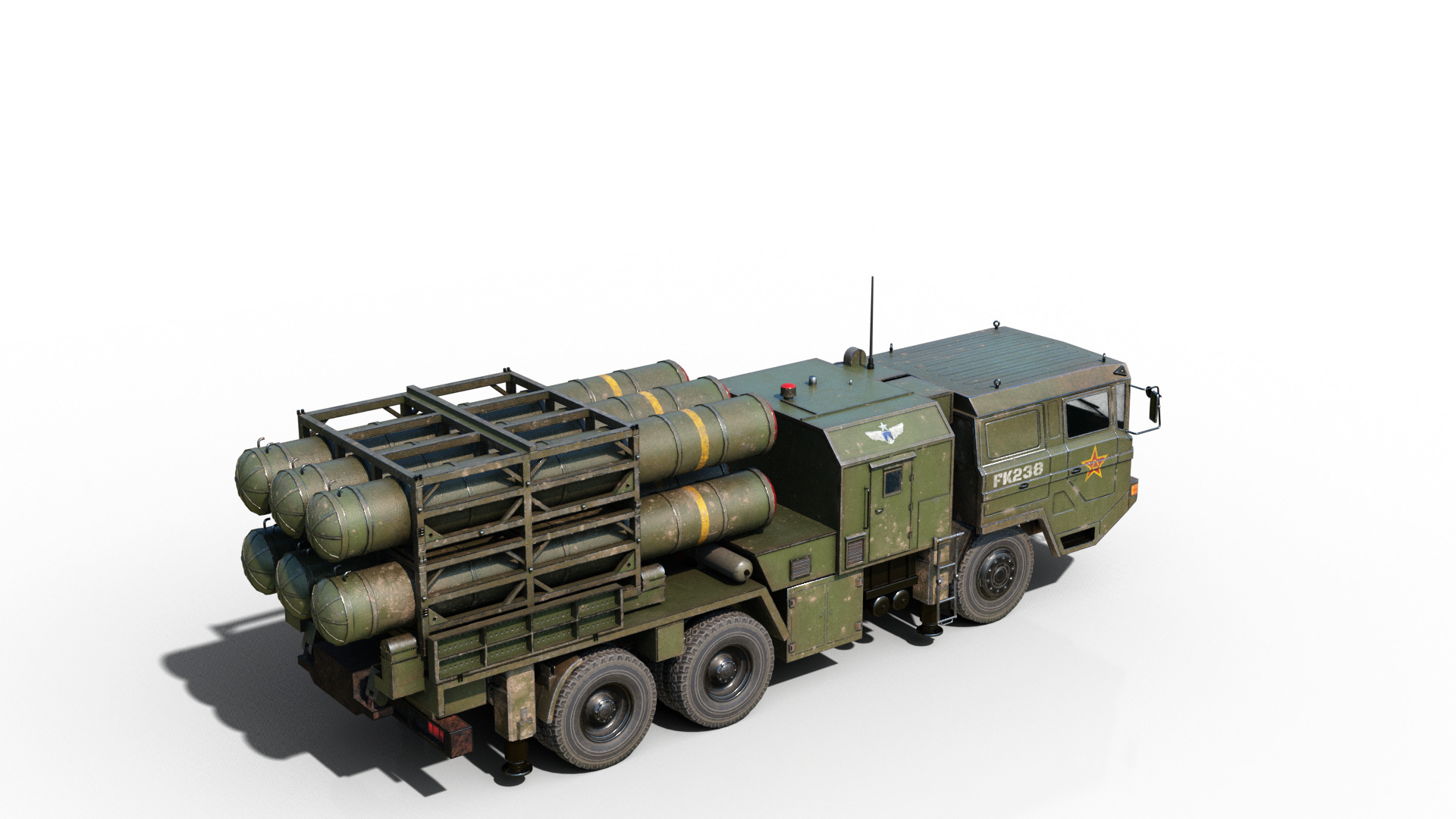 4 coatings of China HQ16 HQ-16 air defense missile Launcher Low-poly 3D model_13
