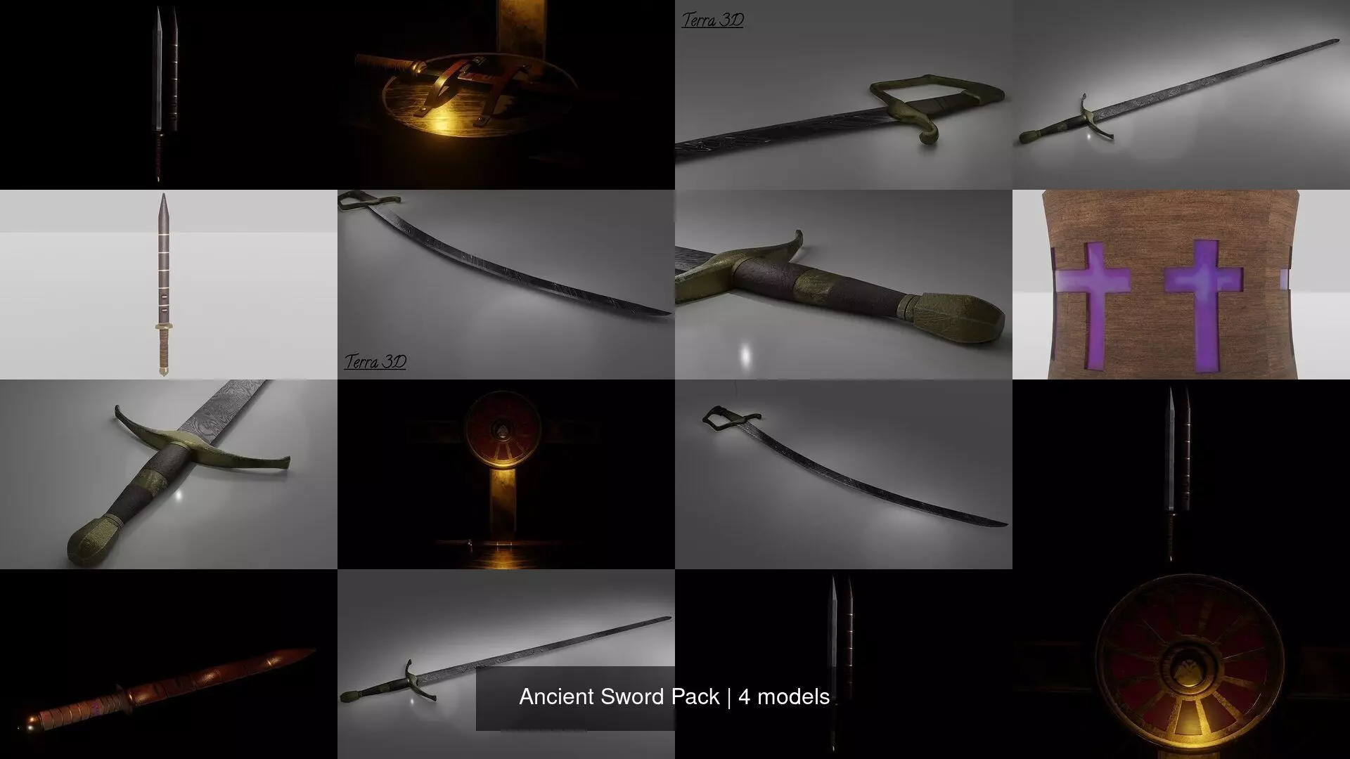 Ancient Sword Pack 3D Model Collection_0