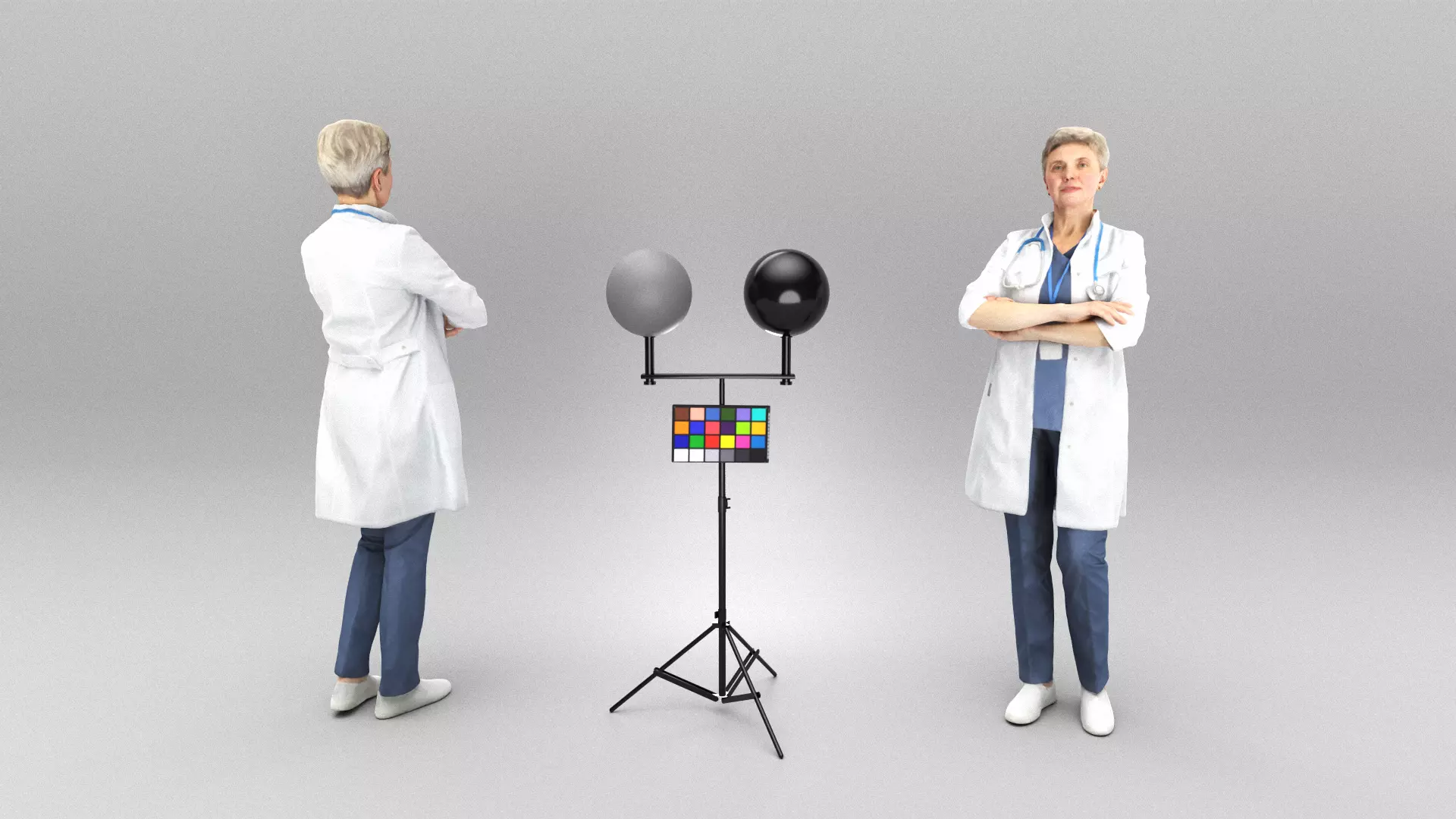 Female doctor posing 414 Low-poly 3D model_0