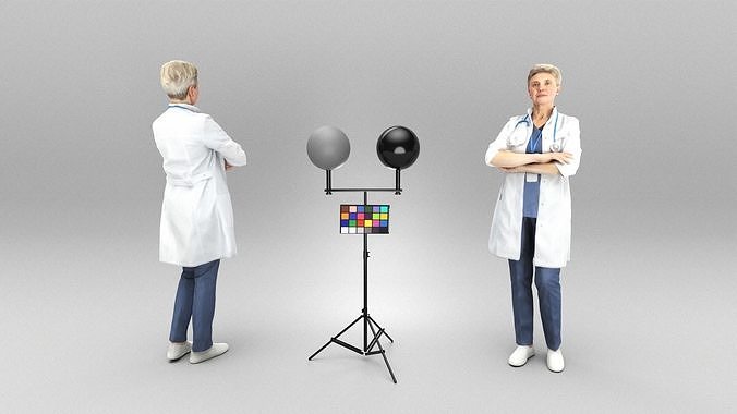 Female doctor posing 414 Low-poly 3D model