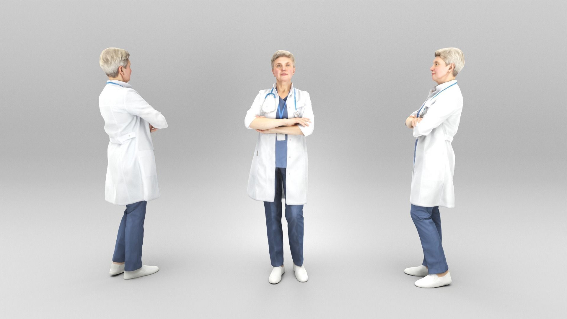 Female doctor posing 414 Low-poly 3D model_3