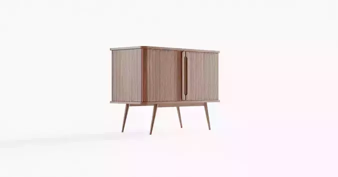 Walnut stained 2 door sliding buffet cabinet Wapong Series 3D model