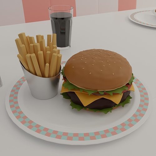 American diner 3D model 5