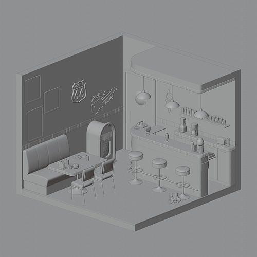 American diner 3D model 2