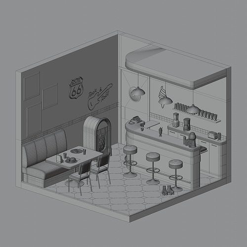 American diner 3D model 3