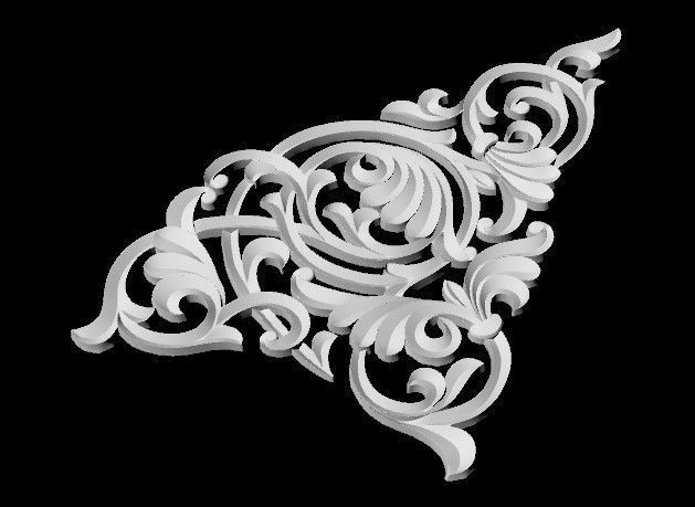 Central decor ornament for furniture 3D model_2