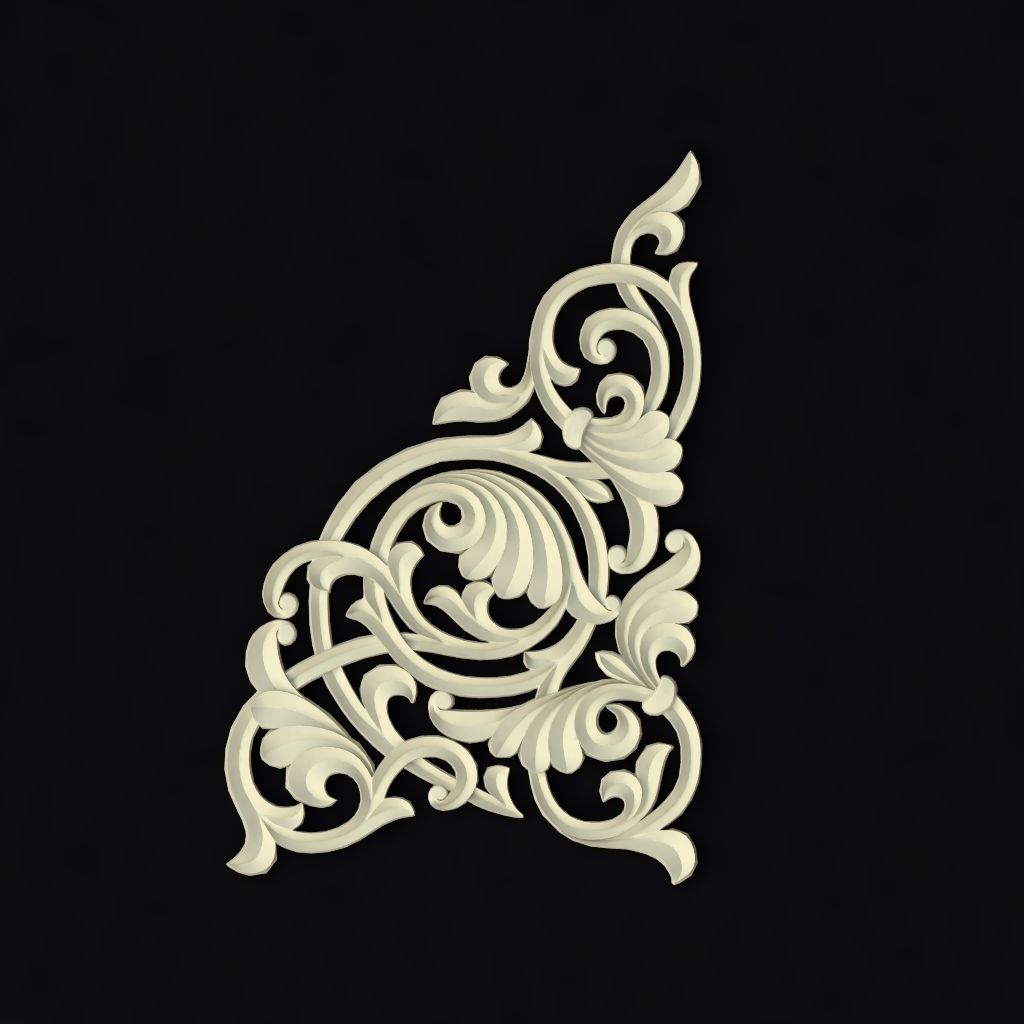 Central decor ornament for furniture 3D model_1