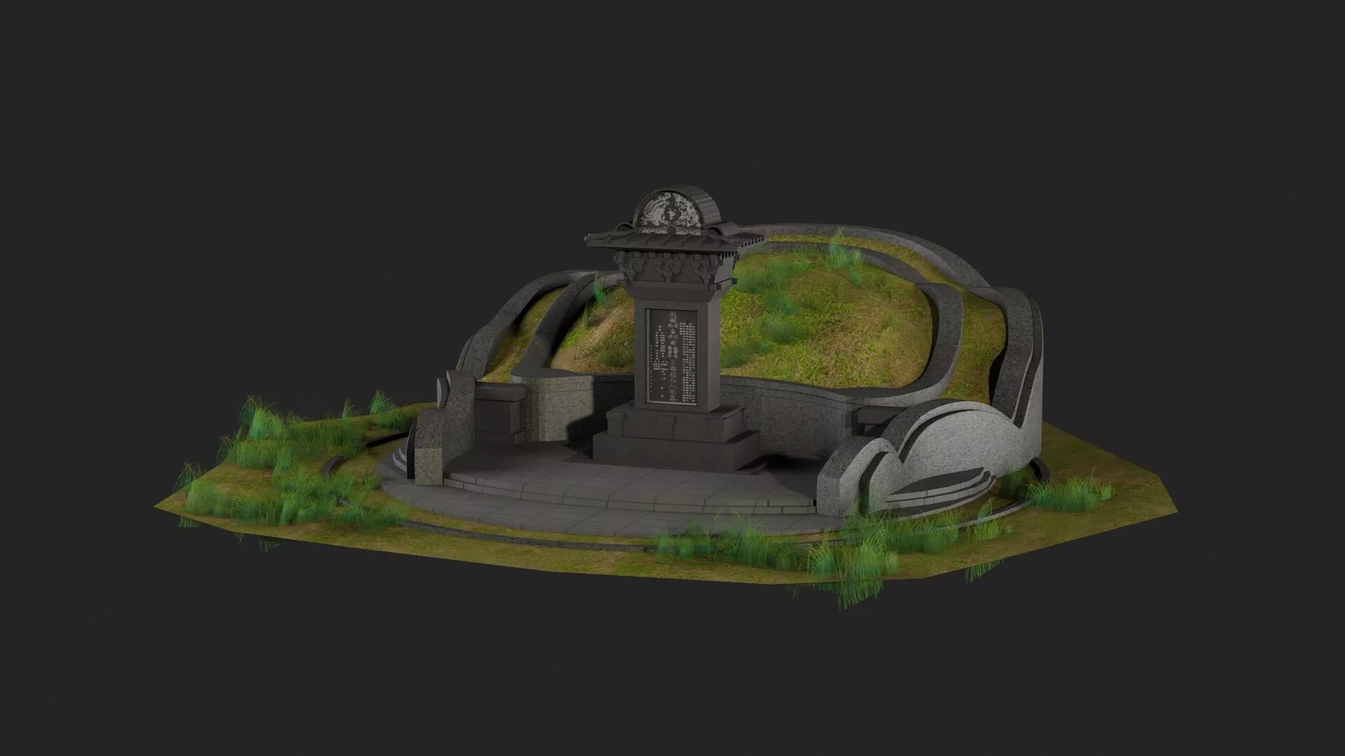 mausoleum stone inscription tomb cemetery Chinese 3D model