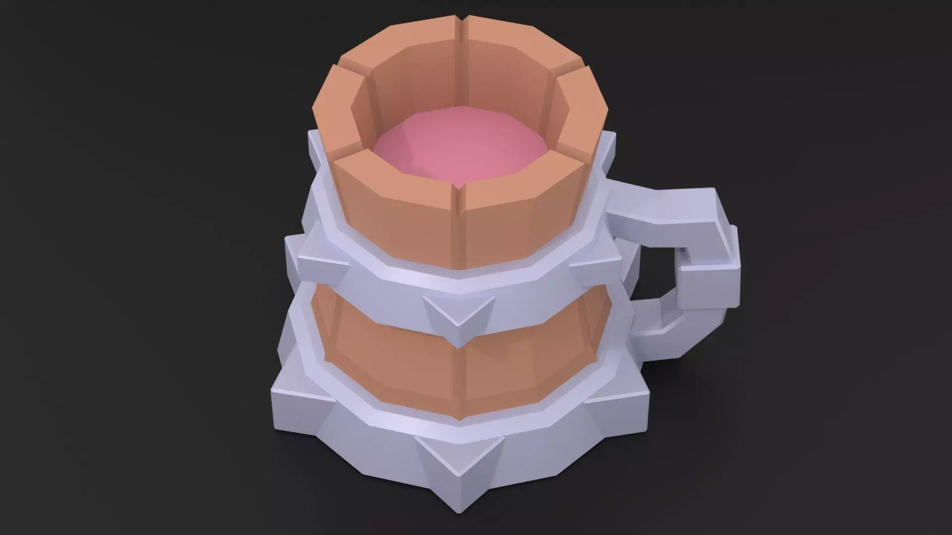 Low Poly Game Ready Medieval Mug Low-poly 3D model_0