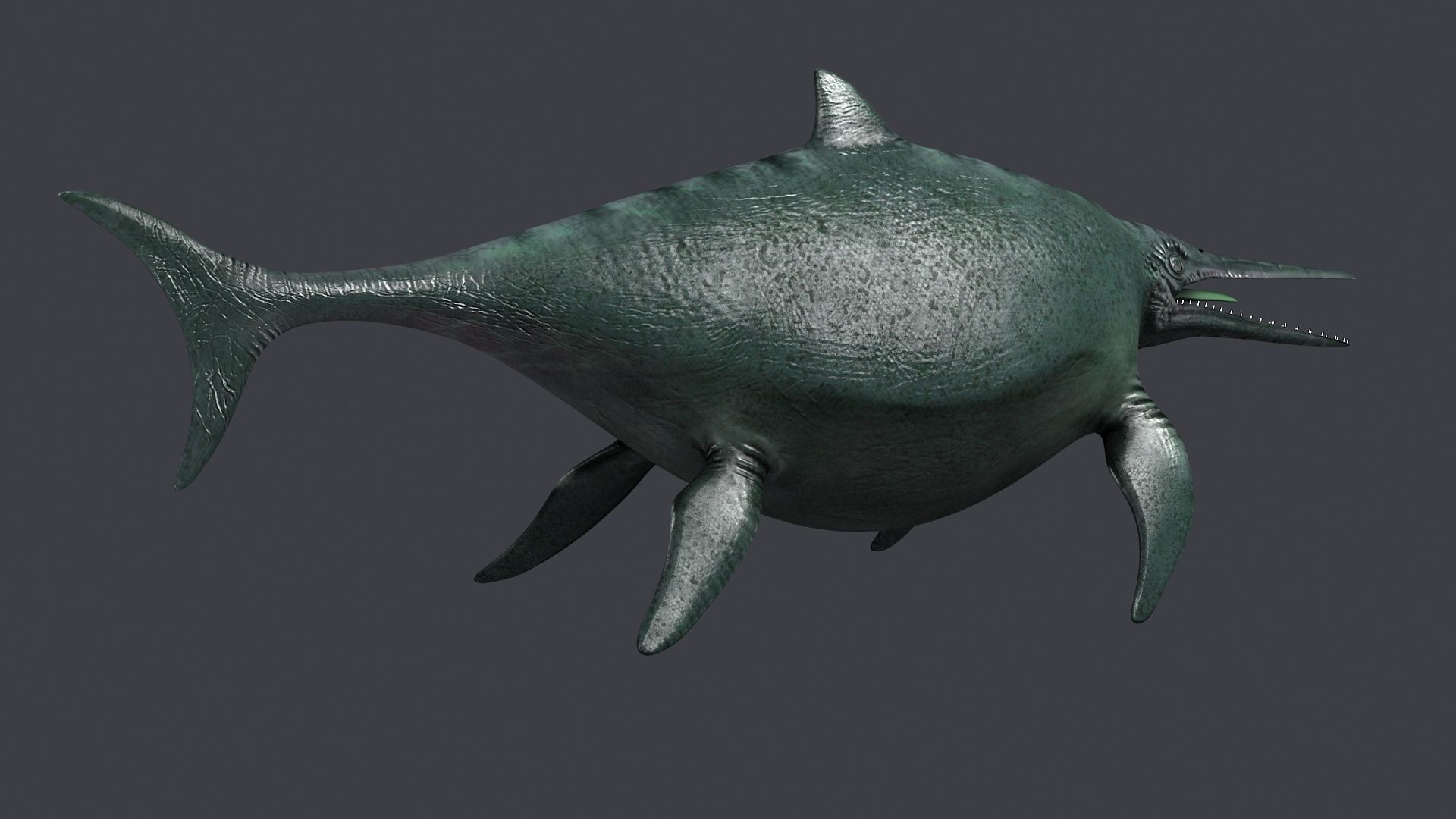 Ichthyosaur ichthyosaurus giant lizard fish marine reptile 3D model_1