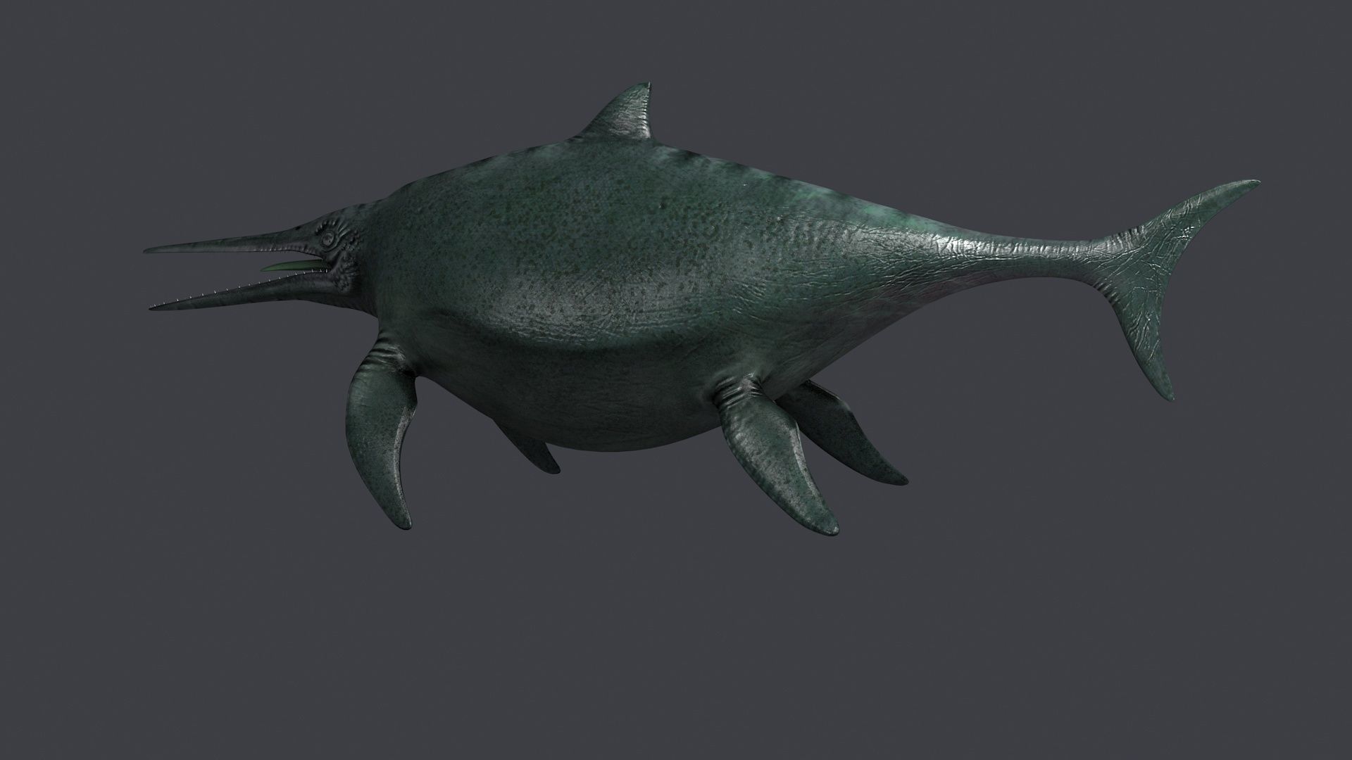 Ichthyosaur ichthyosaurus giant lizard fish marine reptile 3D model_3