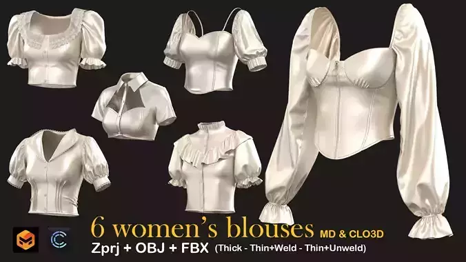 6 different women blouses 