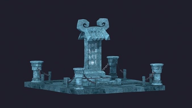 tomb tombstone skull bone cemetery dead headstone rock 3D model
