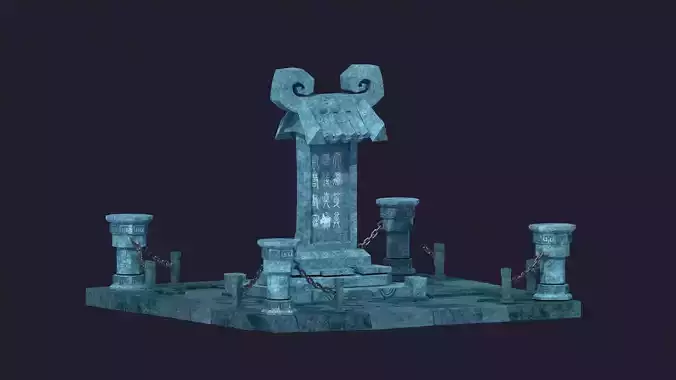 tomb tombstone skull bone cemetery dead headstone rock 3D model