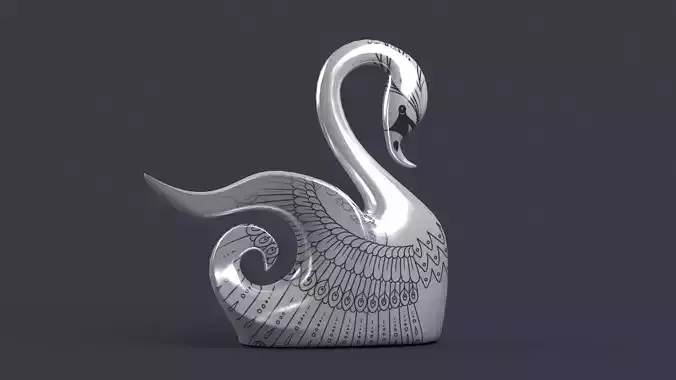 swan birds art sculptures beak sky flying sparrow  3D model