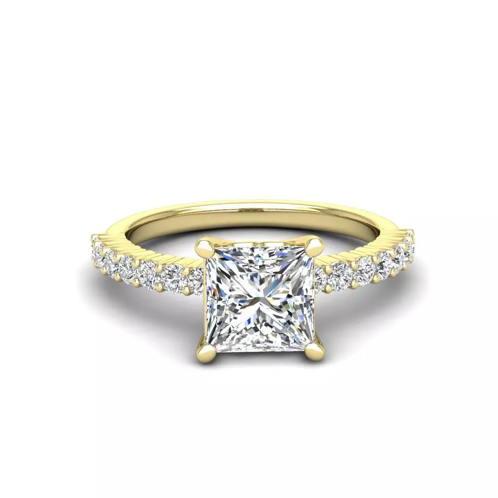 Engagement ring Alice princess 3D print model_0
