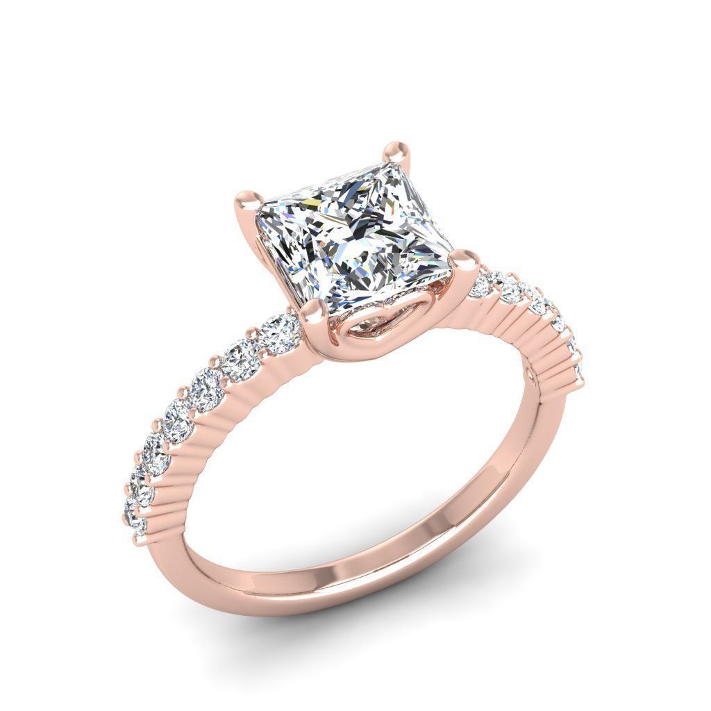 Engagement ring Alice princess 3D print model_6