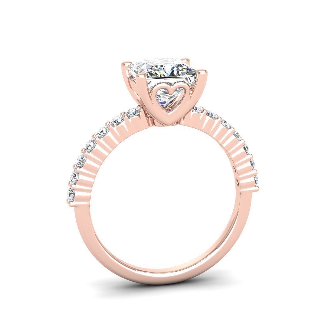 Engagement ring Alice princess 3D print model_10