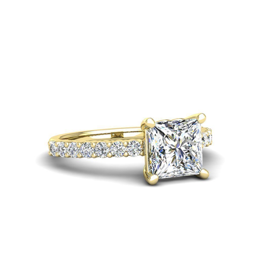 Engagement ring Alice princess 3D print model_21