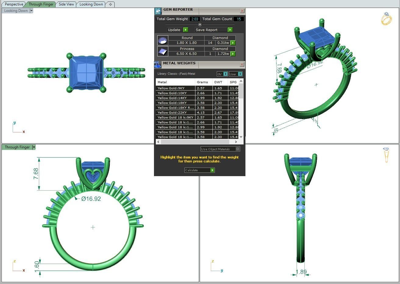 Engagement ring Alice princess 3D print model_15