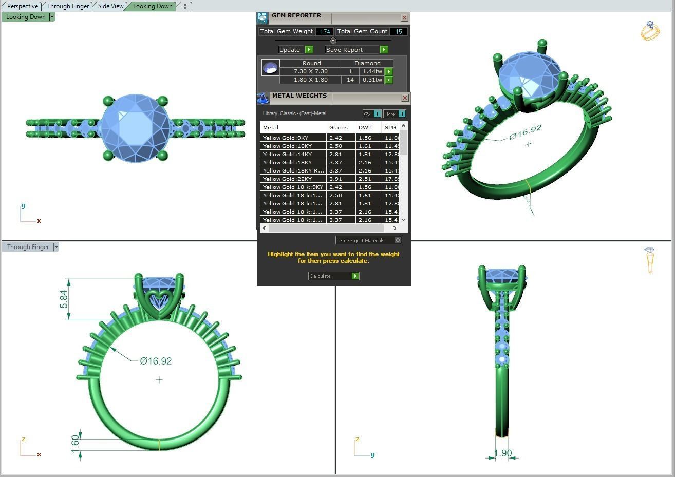 Engagement ring Alice round 3D print model_7