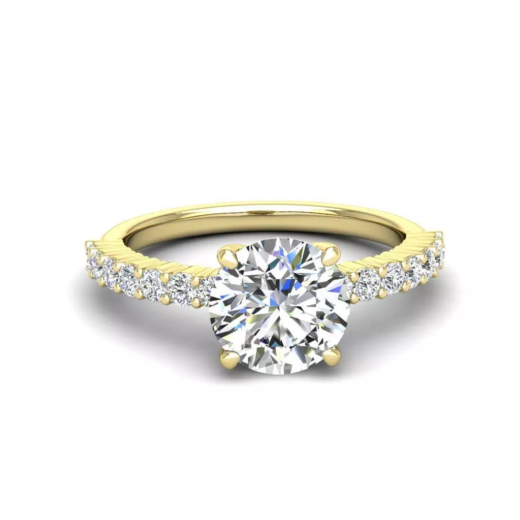 Engagement ring Alice round 3D print model_0