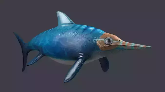 Ichthyosaur ichthyosaurus giant lizard fish marine dinosaur 3D model